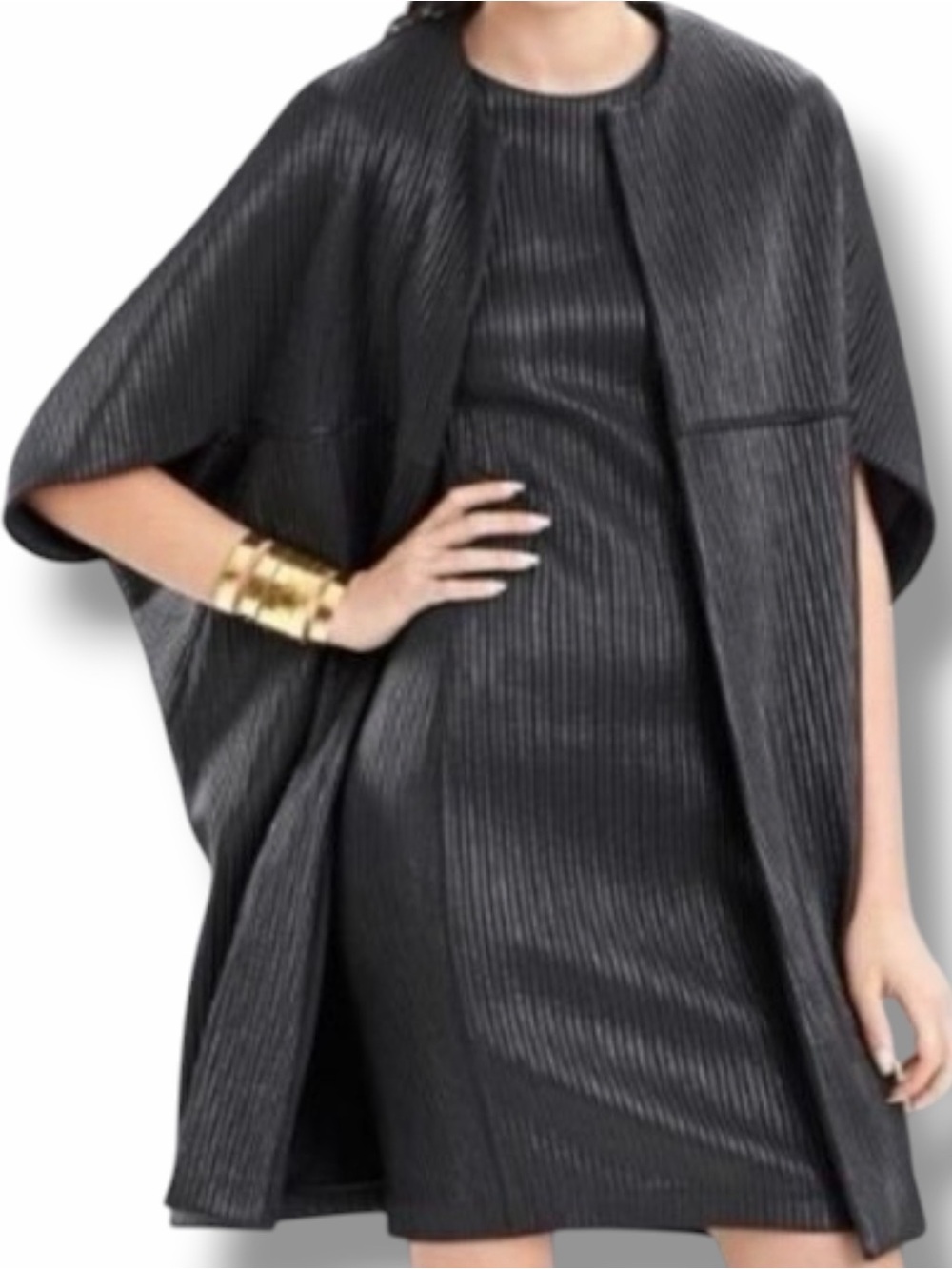 Josie Natori Ottoman Shine Coat Fortune Cookie Kimono Jacket Size Large Black